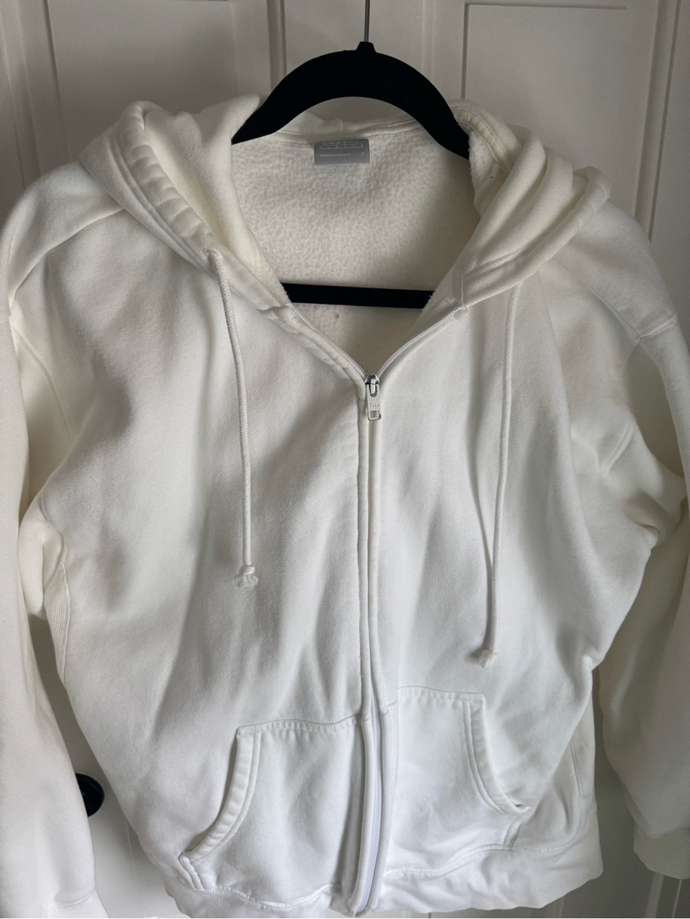 TNA White Fleece-Lined Full Zip Hoodie